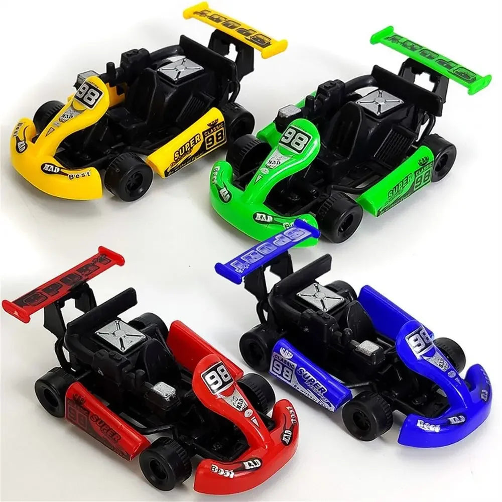 Kids Gift Four-wheel Pull Back Car Car Model Colorful Racing Model Kart Cartoon Plastic Racing Car Toy Children