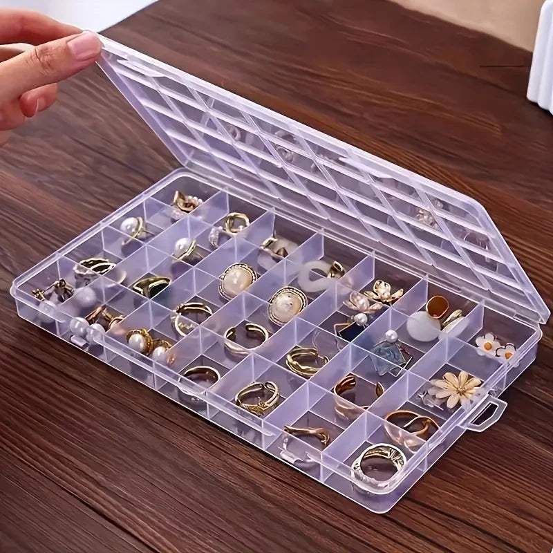 24grids Plastic Storage Box Divide Jewelry Organizer Multifunctional Pills Beads Container Perfect for Earrings Rings Necklaces