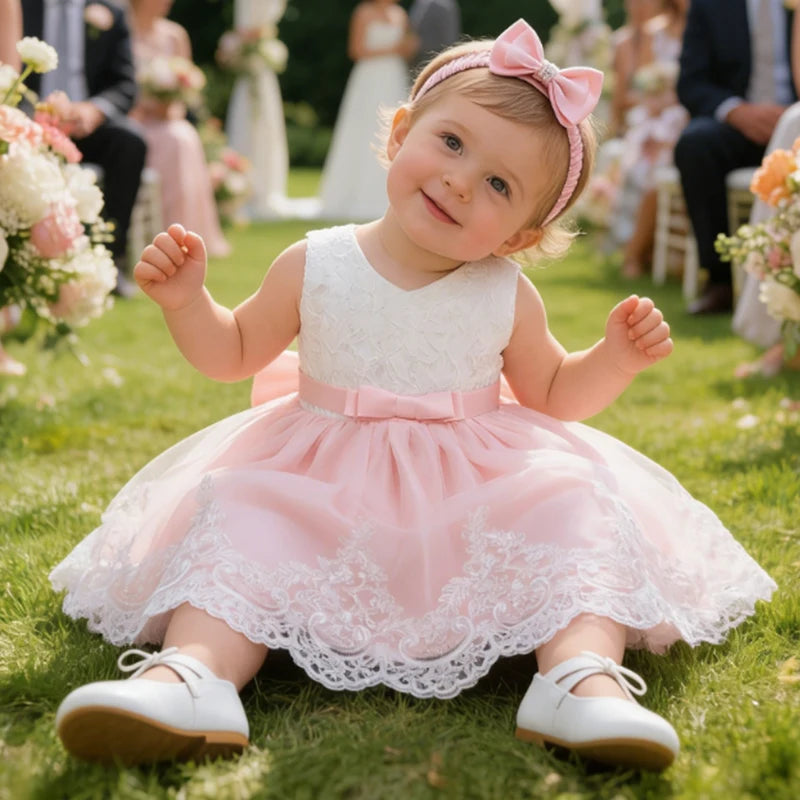 Newborn Baby Girls White Princess Christmas Dress Kids Dresses For Girls Baptism 1st Birthday Wedding Bridesmaid Infant Vestidos