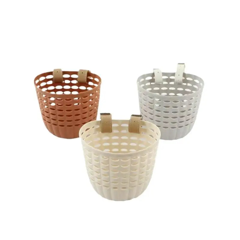 Kids Bike Basket Durable Storage Basket With Adjustable PU Straps Handlebar Basket For Children Girls Outdoor Biking Toddlers