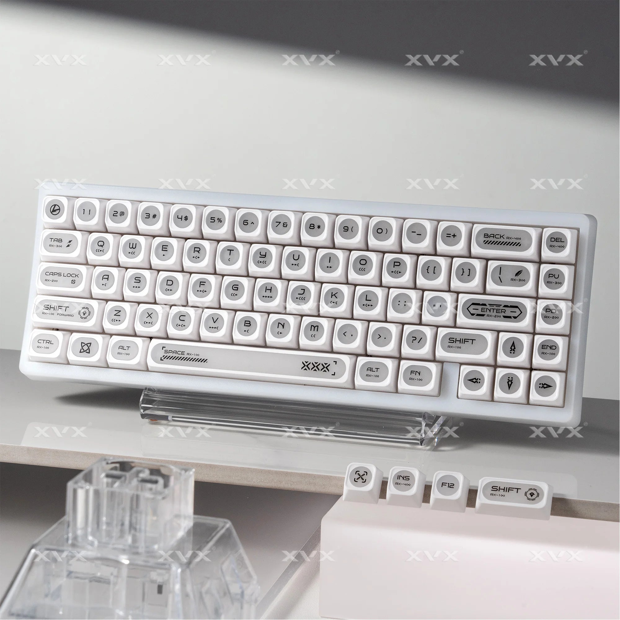 XVX White Shine Through Cats eye MAX Profile Dye-Sub PBT Keycap Set 136-Key