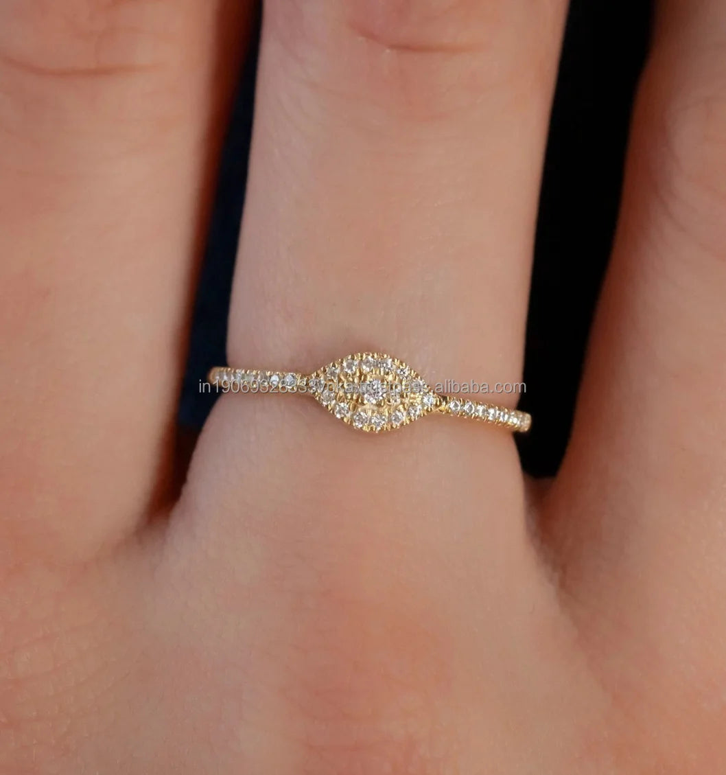 925 Sterling Silver Gold Plated Minimalist Stacking Ring Brilliant Cut Moissanite Prong Setting Engagement Anniversary Gift