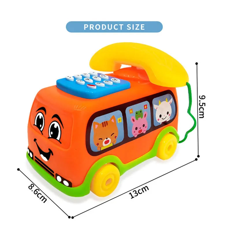 Kids's Telephone Bus Car Montessori Educational Toy for Toddlers over 1 Year Keyboard Intelligence Improvement Car Toys