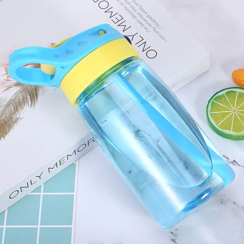 480ML Water Bottle With Straw Portable Plastic Bottles Outdoor Leakproof Cup Kids Girls Summer Cold Water Juice Drinking Bottle