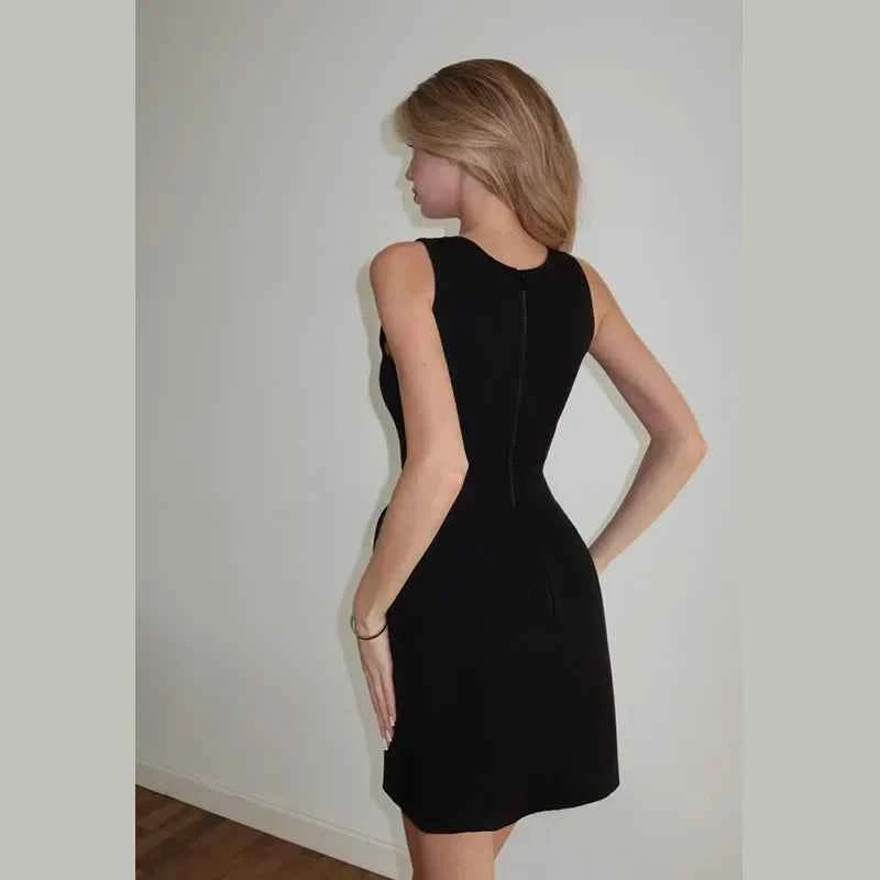 Cinching Waist Solid Mini Dresses Women Elegant Cap Sleeves Slim Fit Short A Line Dress 2025 New Summer Vacation Party Gowns
