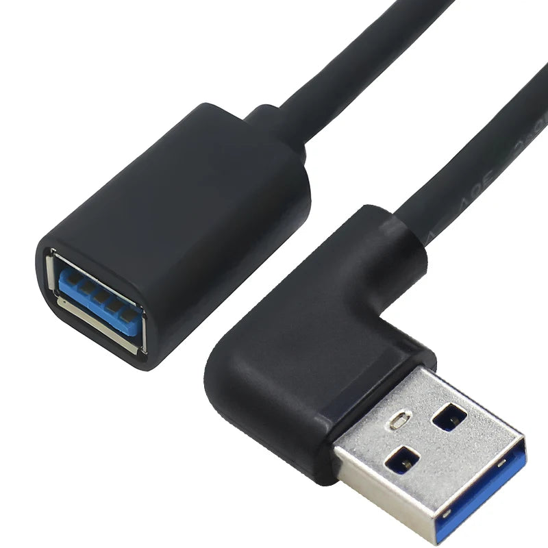 0.3M 90 Degree USB 3.0/2.0  Male to Female Adapter Cable Angle Extension Extender 5Gbps Fast Transmission Left/Right/Up/Down