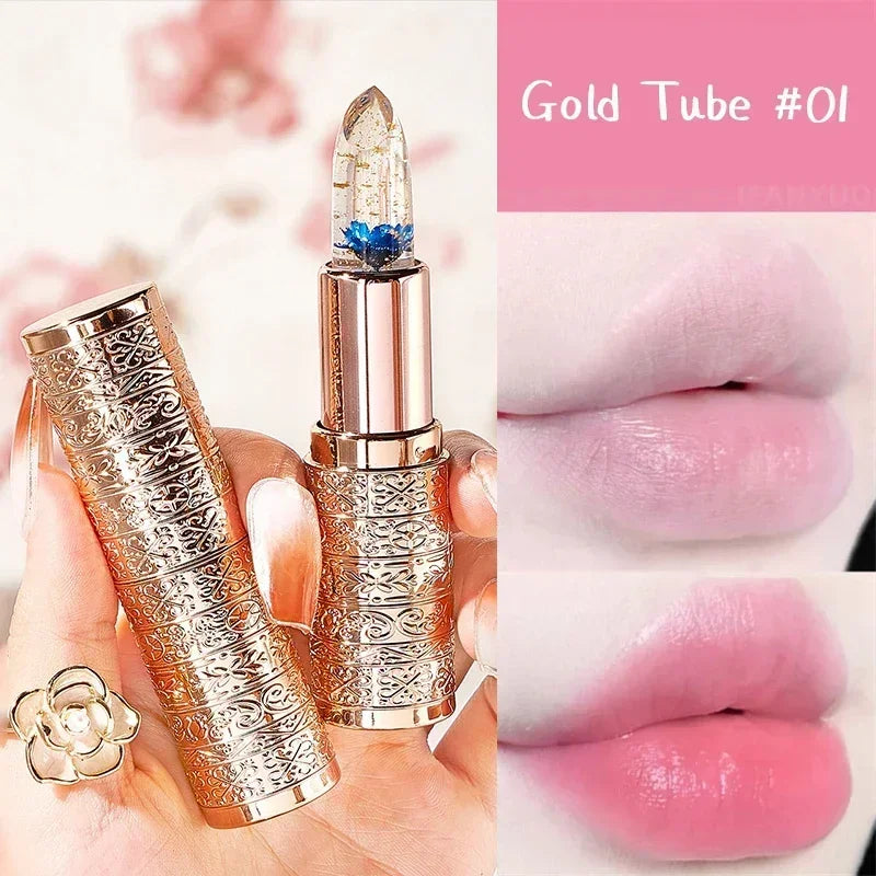 Moisturizing Flower Transparent Lipstick Temperature Color Changing Lip Balm Long Lasting Jelly Lipstick Lips Care Makeup 1pc