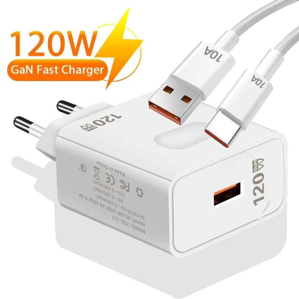 GaN USB Charger Fast Charging Quick Charge 3.0 Type C Cable Mobile Phone Charger Adapter For iPhone Huawei Samsung Xiaomi 14