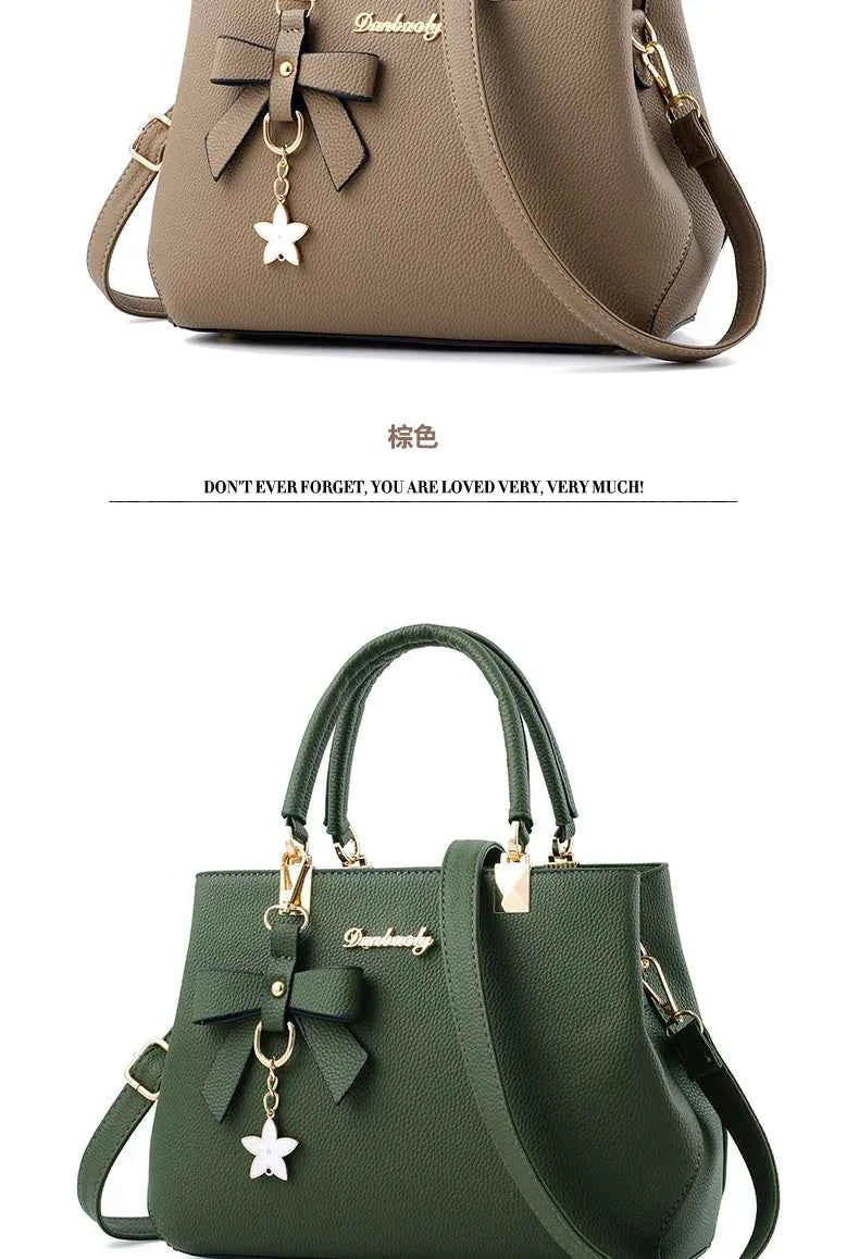 Yogodlns Elegant Women Messenger Bags with flower pendant Office Ladies Totes Pure Leather Handbag for female Crossbody Shoulder