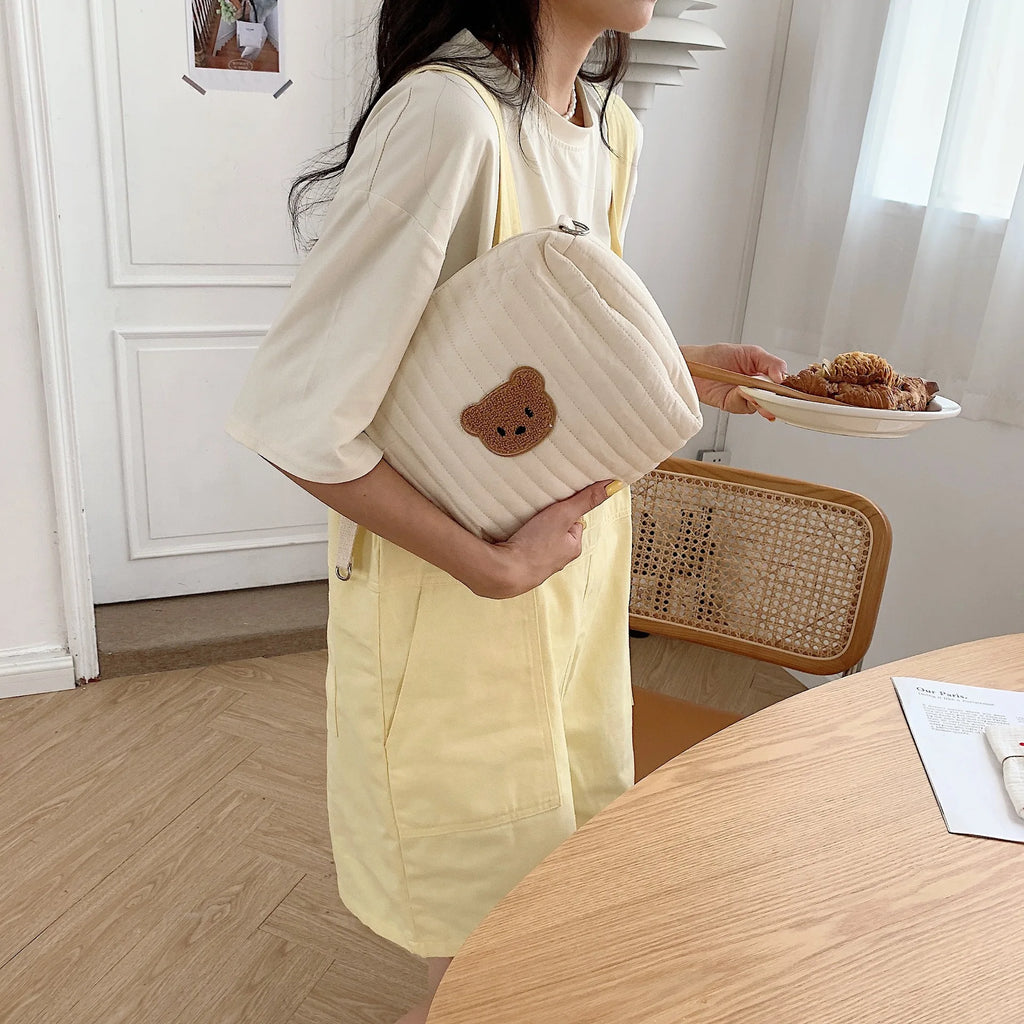 Ins Cotton Diaper Bag for Stroller Hanging Bag Baby Items Nappy Caddy Organizer Mommy Bag Zipper Cute Women Makeup Bag Kids
