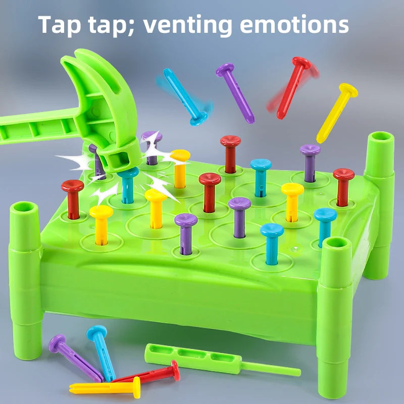 Kids Nail Hammering Game Toy - Parent-Child Interactive Percussion Toy for Fine Motor Skills, Concentration & Hand-Eye Coordina