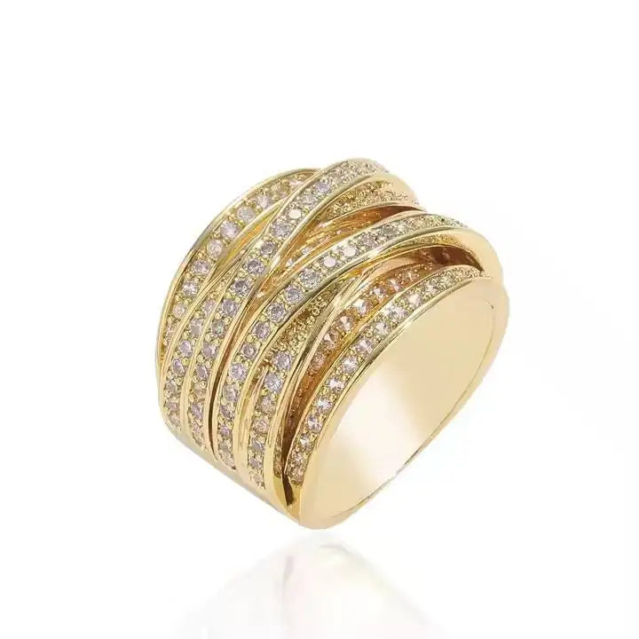 Premium Quality 18k Gold Plated Luxury Diamond Hip Hop Ring for Men's Streetwear Fashion Parties and Special Occasions