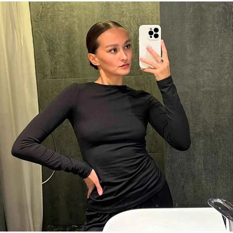 Women Top Pants Suit 2 Piece Sets Solid O-neck Long Sleeve Shirts Elastic Waist Trousers Female Outfits 2025 New Lady Tracksuit