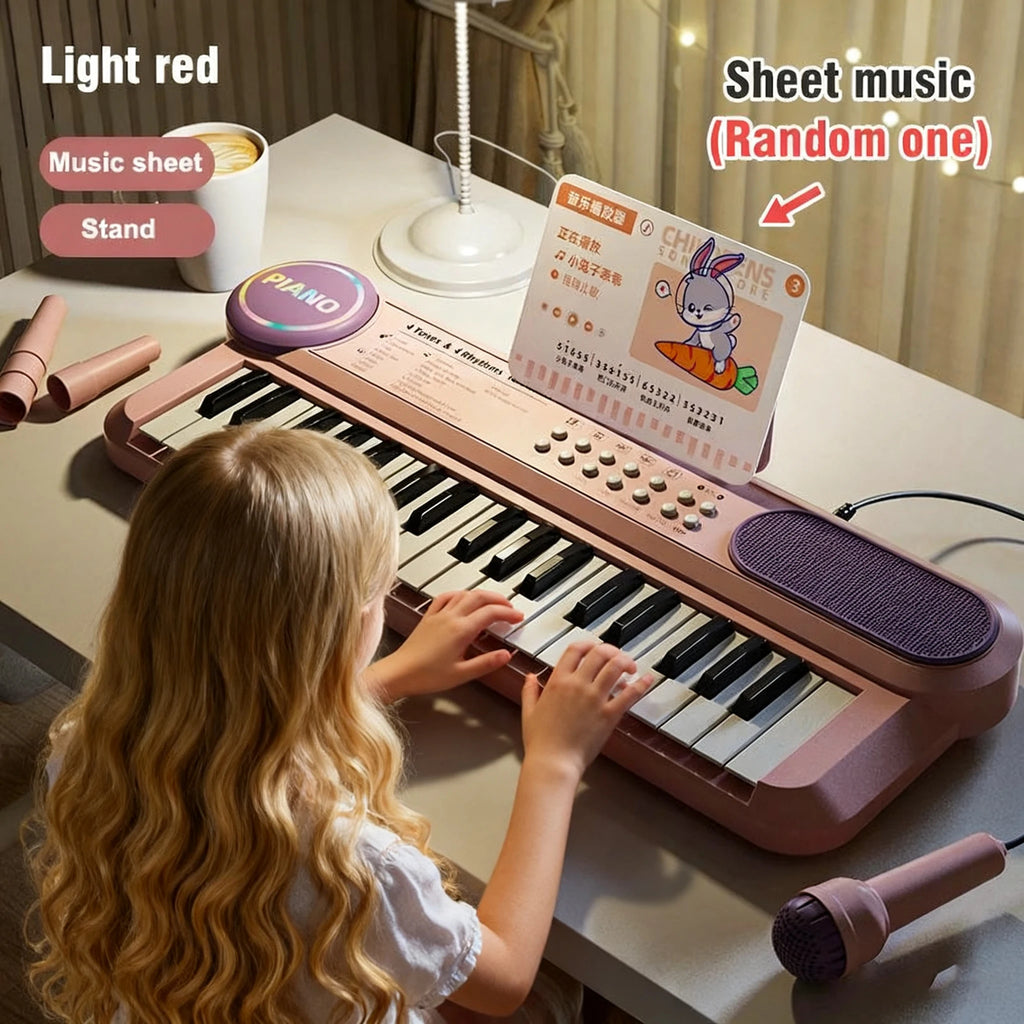 37 Key Kids Piano Keyboard Musical Toy with Microphone Music Score for Early Learning Interactive Play Best Gift for Ages 3-6