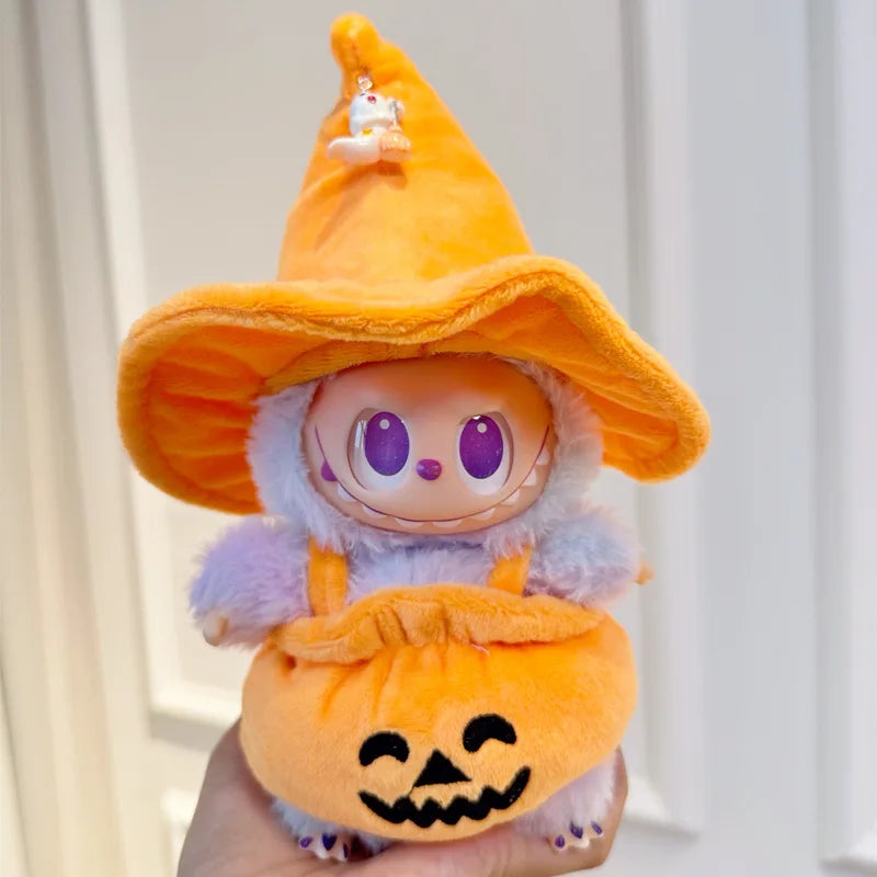 17cm Dolls Clothing For Labubu Outfit Accessories Sitting Party Halloween Trick-Or-Treat Series Accessory Pumpkin Hat Clothes