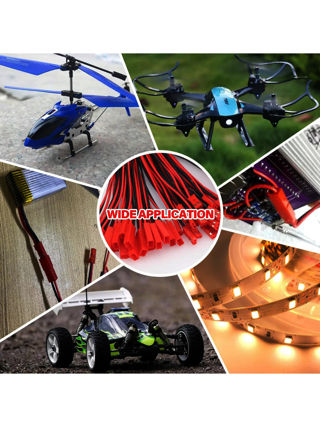 10CM 15CM AWG JST Plug Connector 2 Pin Male Female Plug Connector Cable Wire for LED Strip Lights RC Toys Battery Adapter