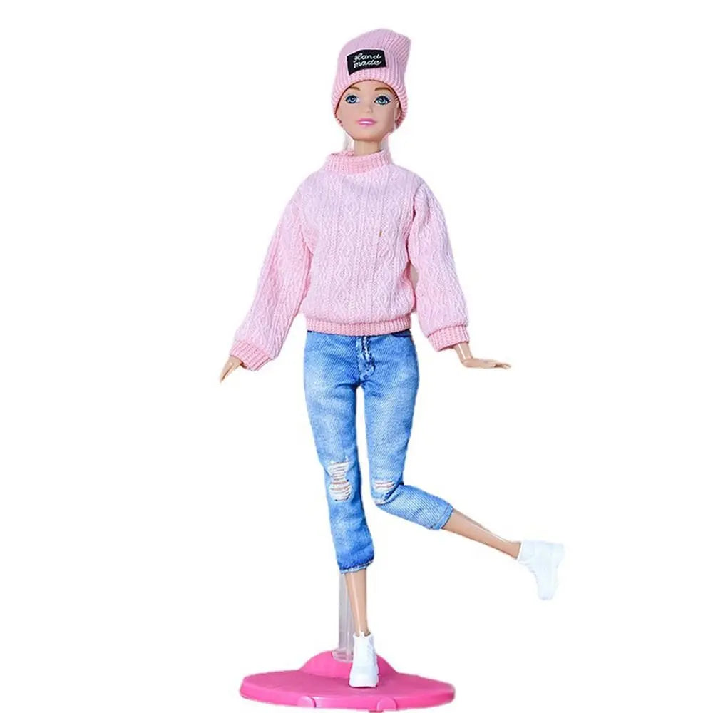 Doll Casual Clothes Hats Winter Wear Sweaters Pants Handmade Girl Doll Wearing Set For 1/6 Doll Clothes Accessories DIY Gift