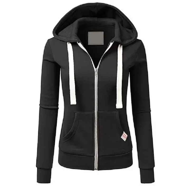 2024 Autumn/Winter New Women's Personalized Fashion Sports Hoodie Long Sleeve Drawstring Pocket Zipper Coat Woolen Sweater Top