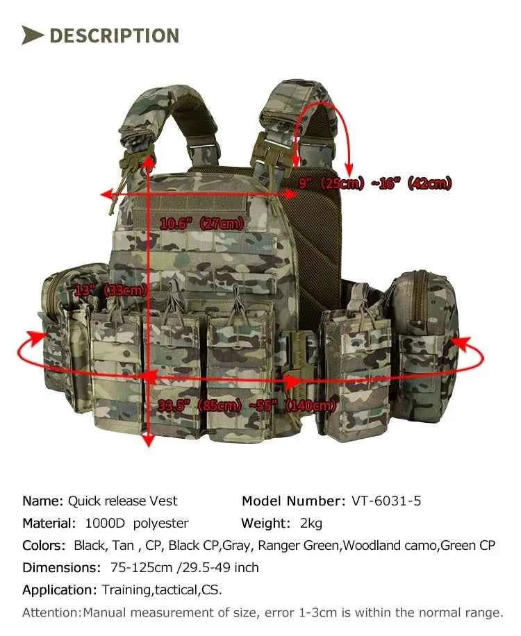 YAKEDA Quick disassembly training vest, detachable and expandable, comfortable, breathable, wear-resistant and tear resistant