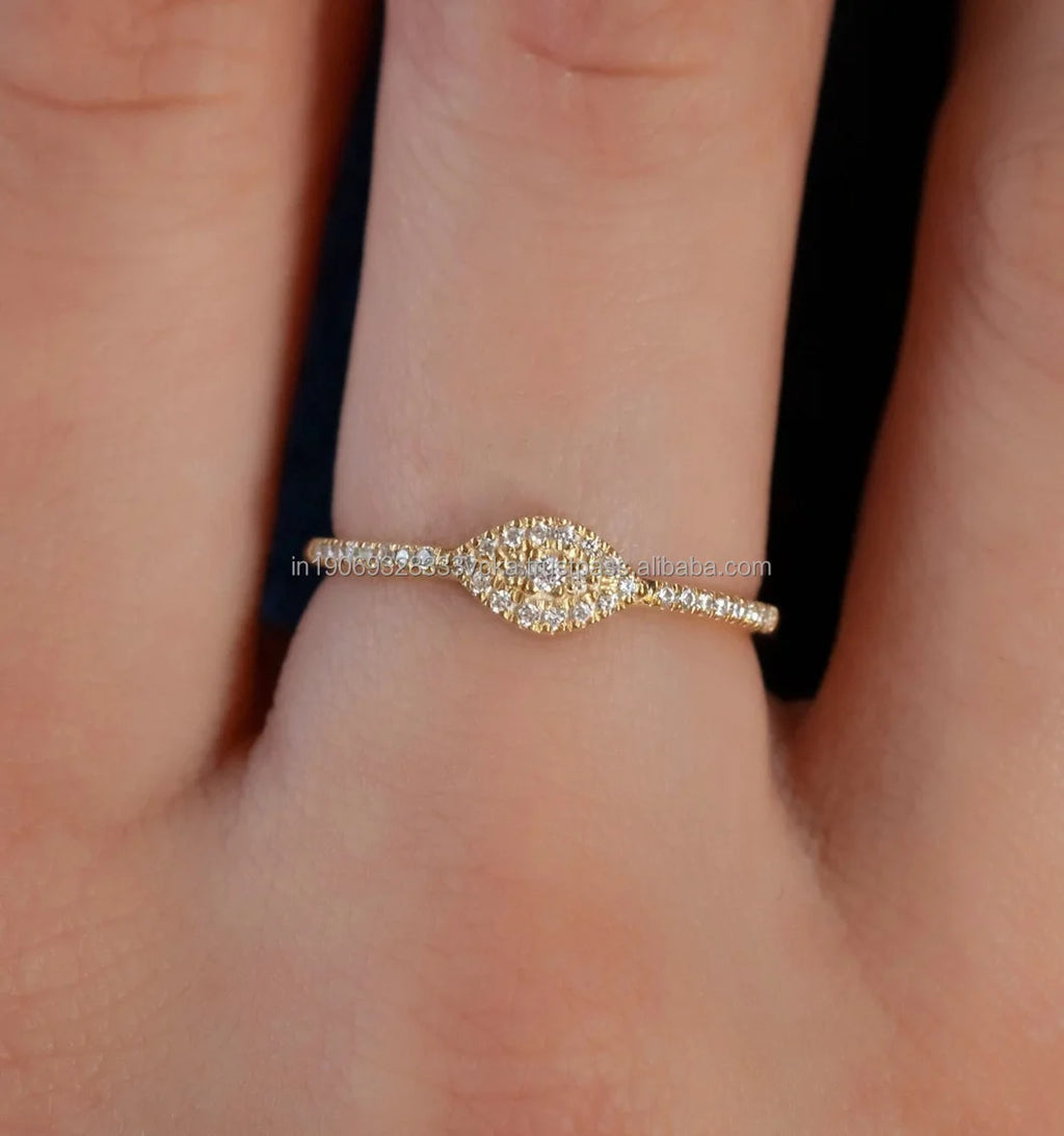 925 Sterling Silver Gold Plated Minimalist Stacking Ring Brilliant Cut Moissanite Prong Setting Engagement Anniversary Gift