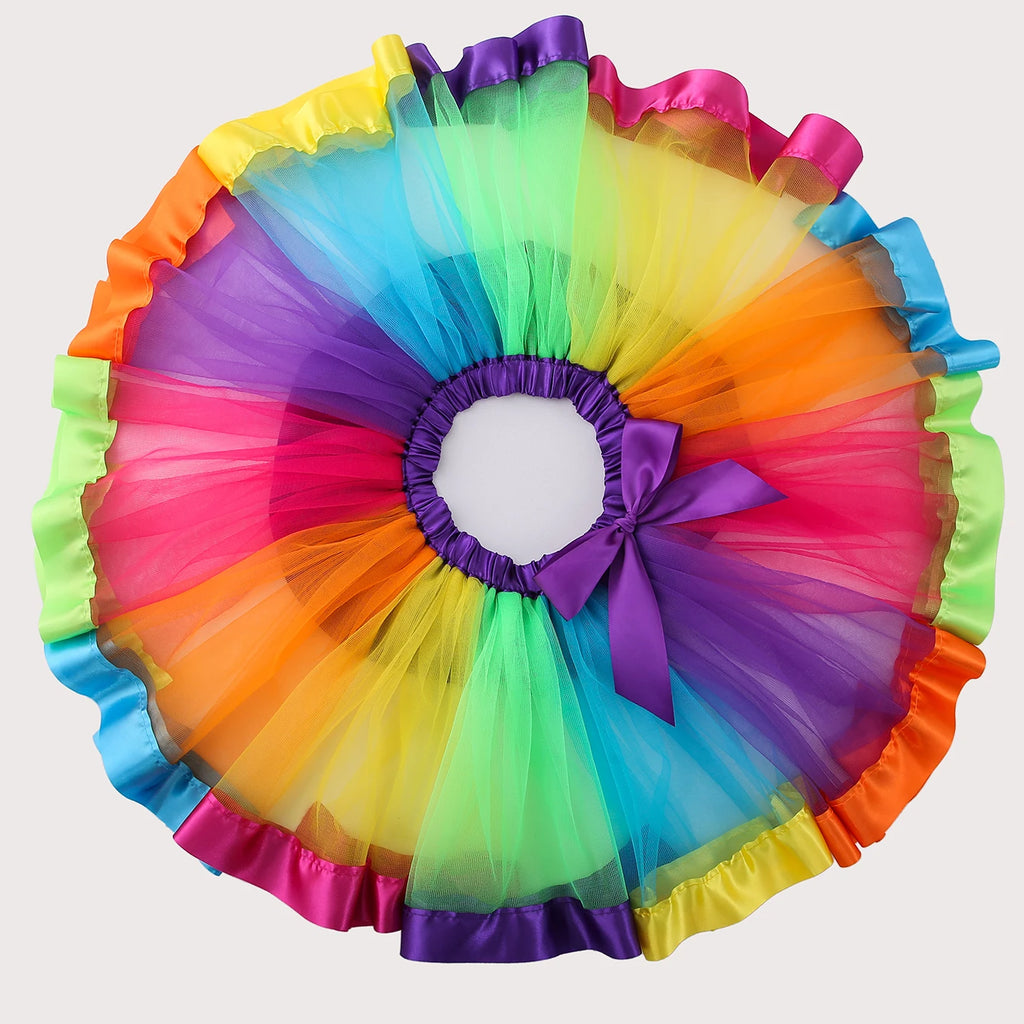 Mini skirt Party With Hairpin 2024 Tutu Skirt Baby Girl Skirts Princess Rainbow Tulle Skirts Girls Clothes Children Clothing