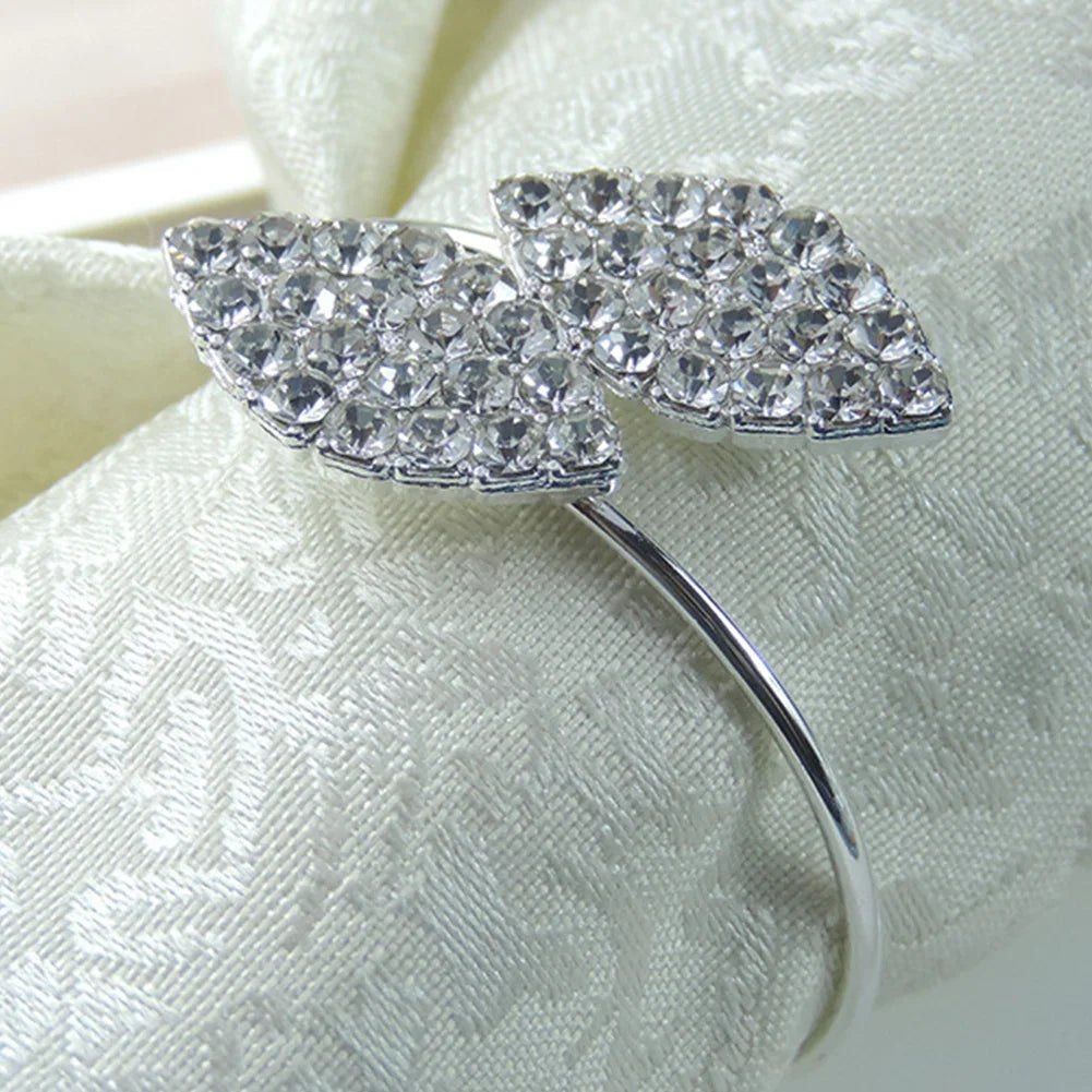 Napkin Ring, 12 Pcs Metal Napkin Rings Holder for Wedding Party Dinner Table Decoration (Leaf-Gold)