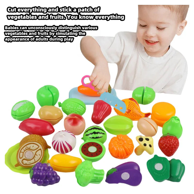 25 PCs Set DIY Fruit Cutting Music Toy Simulation Vegetable Fruit and Vegetable Children's Toy Girl Boy Kitchen Food Set