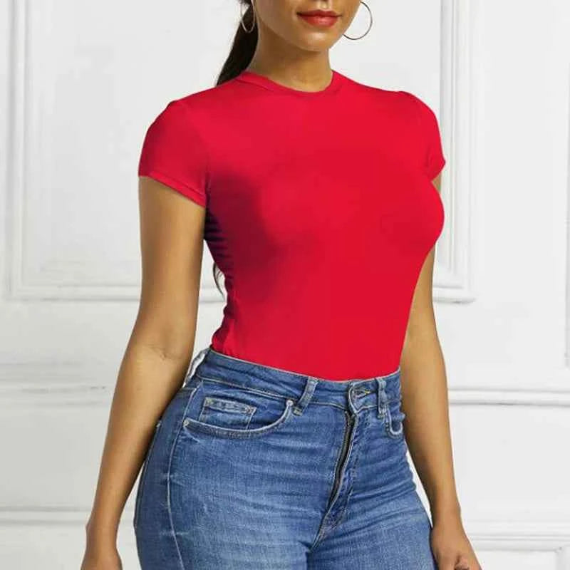 Women's Tops Summer Bodysuit Daily Irregular Breathable Fashion Lady Jumpsuit Top Sexy T-shirts Solid Color Bottom Layer Shirt