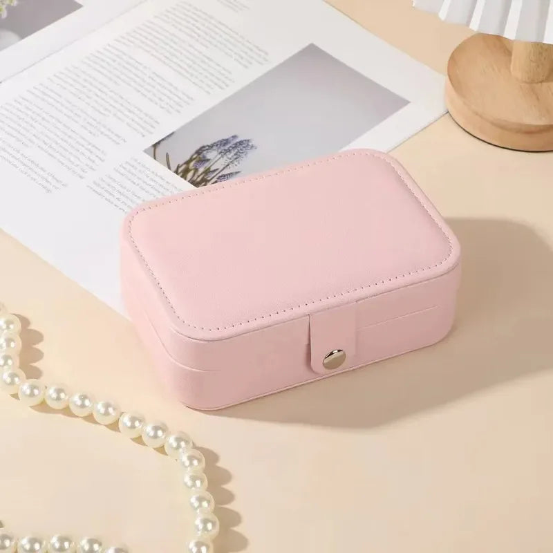 Elegant Jewelry Organizer Compact Travel Case for Earrings Rings Necklace Double Layer Storage