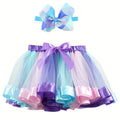 Mini skirt Party With Hairpin 2024 Tutu Skirt Baby Girl Skirts Princess Rainbow Tulle Skirts Girls Clothes Children Clothing