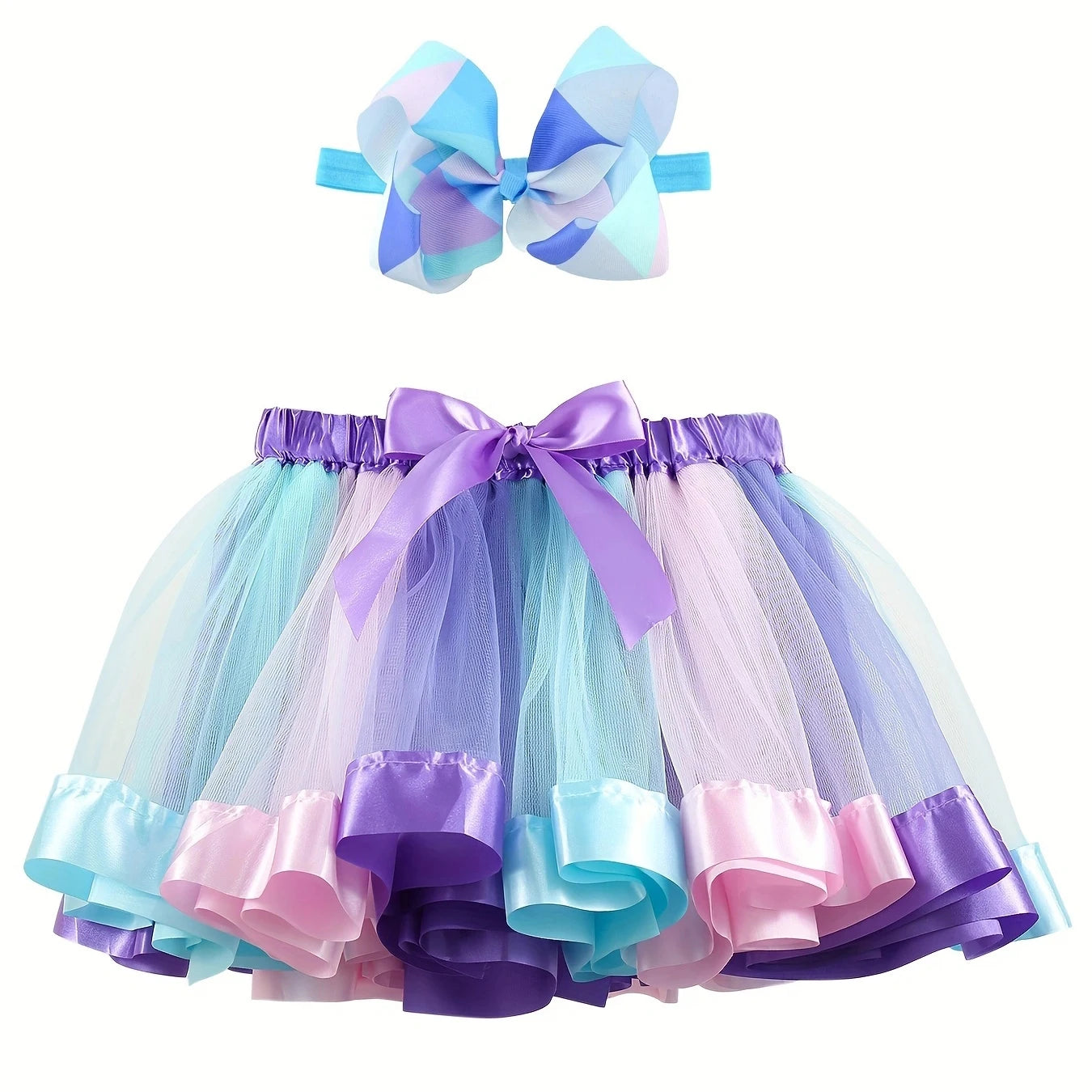 Mini skirt Party With Hairpin 2024 Tutu Skirt Baby Girl Skirts Princess Rainbow Tulle Skirts Girls Clothes Children Clothing