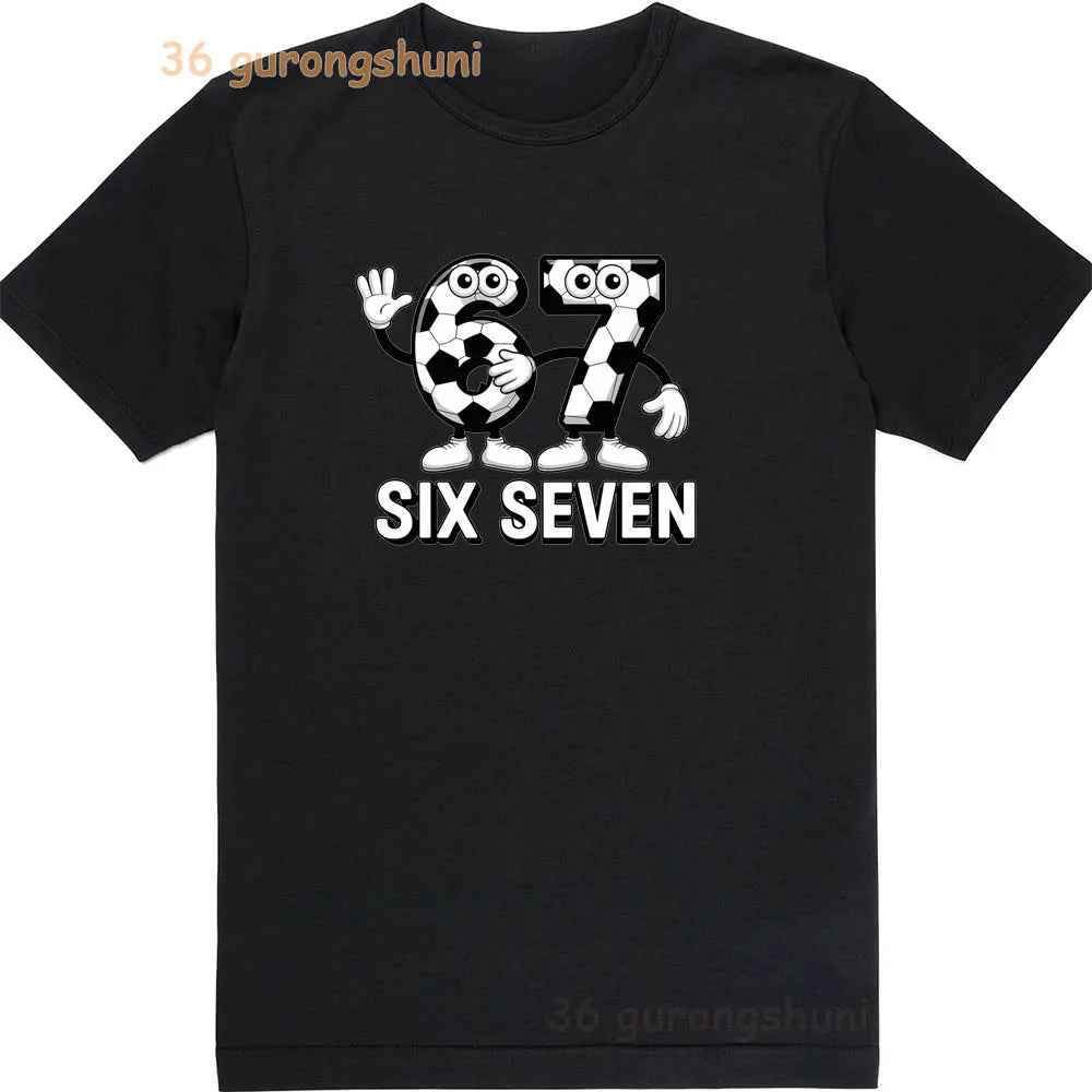 Children 67 print Clothes Kids black T Shirt For Boys Shirts baby T-shirts 6 7 summer Tops For Girl clothing boy Short Sleeve
