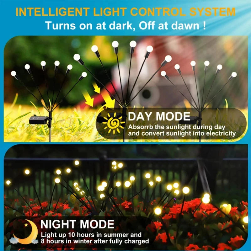 6/10 LED Solar Garden Lights Powered Firefly Lights Outdoor Garden Decoration Landscape Lights Firework Firefly Lawn Lamps