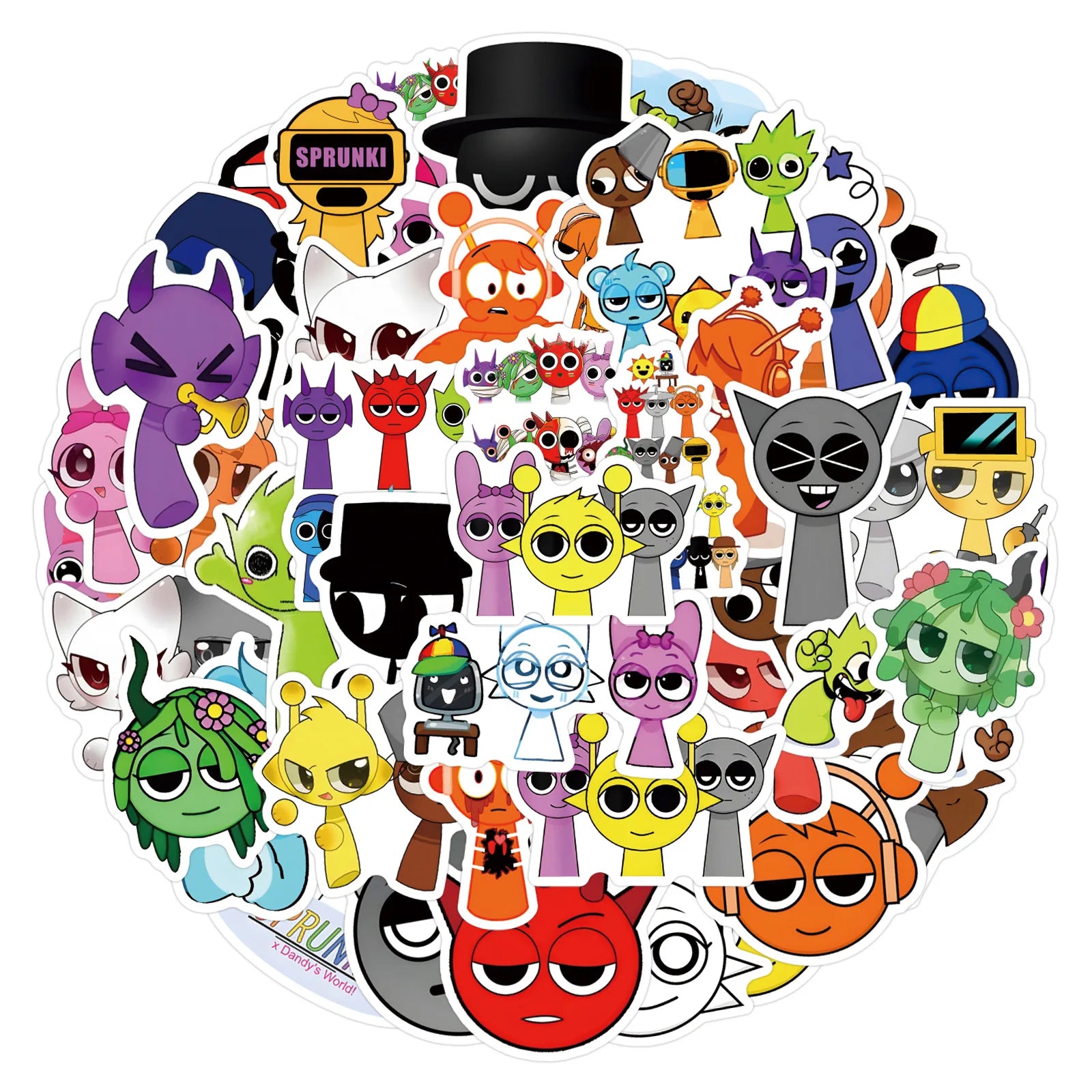 55pcs Funny Game Cartoon Incredibox Sprunki Stickers for Decorative Stationery Handbook Luggage Water Cup Laptop Sticker