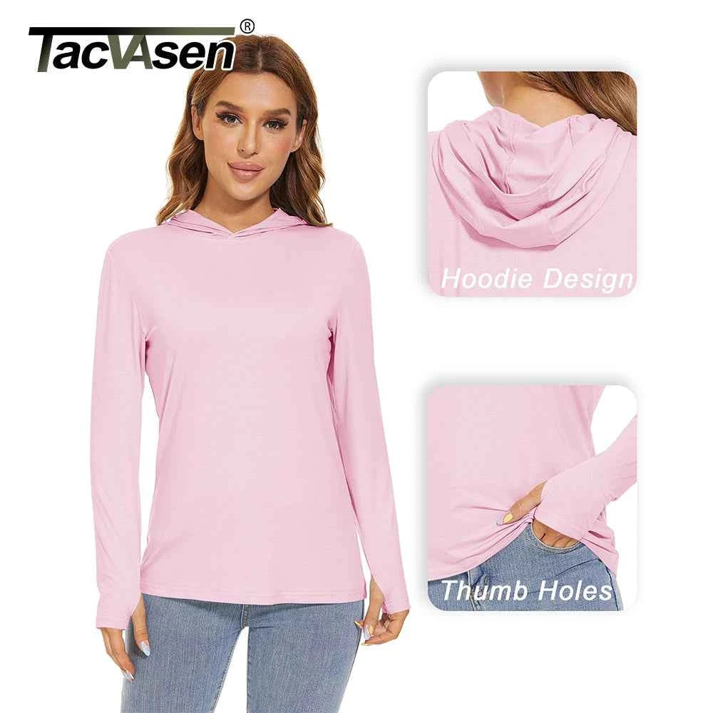 TACVASEN Summer UV/Sun Protection Outdoor Hooded T-shirt Women's Hoodie Shirt UPF 50+ Long Sleeve Fishing Hiking Athletic Shirts