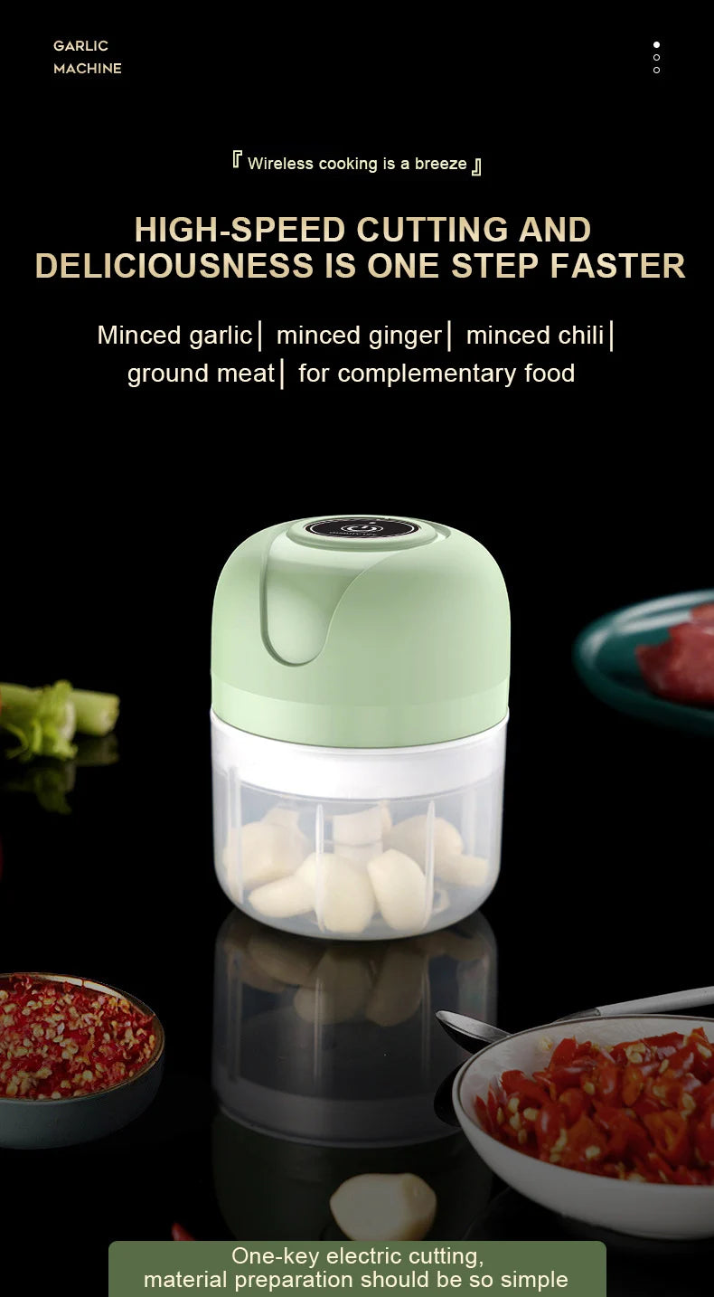 Electric Garlic Masher Crusher Cutter Meat Mincer Food Chopping Vegetable Chopper Kitchen Tools Grinder Pepper Chili Machine