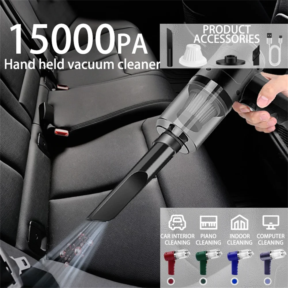 Handheld Vacuum Cordless High Power 15000PA Compressed Air Dust Collector Mini Portable Car Vacuum Cleaner Hairdryer