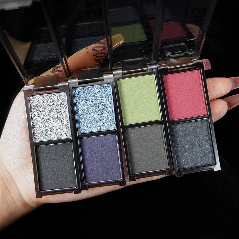 Two-color Black Red Eyeshadow Palette Multifunctional Makeup Palette Silky Matte Blood Red Eyeliner Silkworm Lower Shadow Makeup
