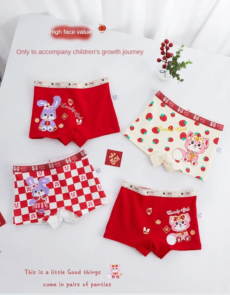 4PCS Soft Underwear Cartoon Children's Cotton Girl Panties Briefs Cute Shorts Panties for Girls Underwears Clothing Mother Kids