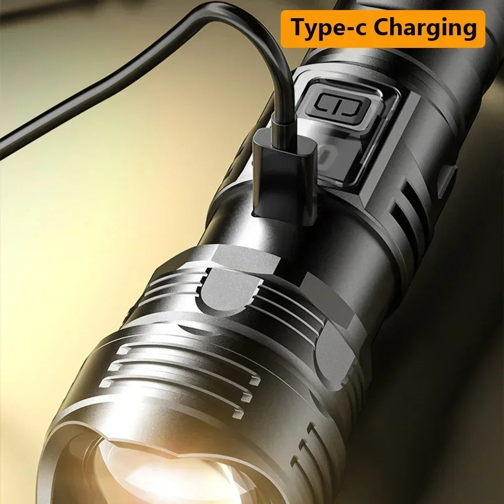 High Power LED Flashlight - USB Rechargeable 1000LM, Zoomable Multifunctional Torch for Outdoor Camping,Emergency (Waterproof)
