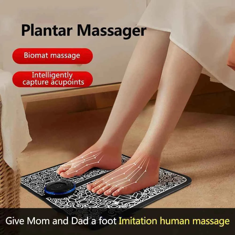 EMS Foot Booster Foot Circulation Massager 8 Modes USB Rechargeable Leg Muscle Stimulator Remote Control for Relax Feet and Legs