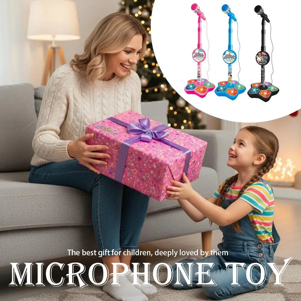 Kids Microphone with Stand Karaoke Song Music Instrument Toys Brain-Training Educational Toy Birthday Gift for Girl Boy