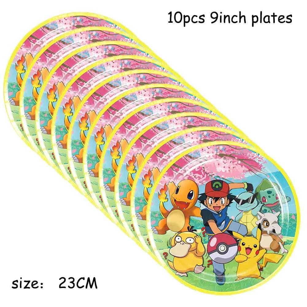 Pokemons Party Birthday Decoration Happy Pikachu Theme Tableware Cups Plates Balloons Banner Supplies Kids Favors Baby Shower