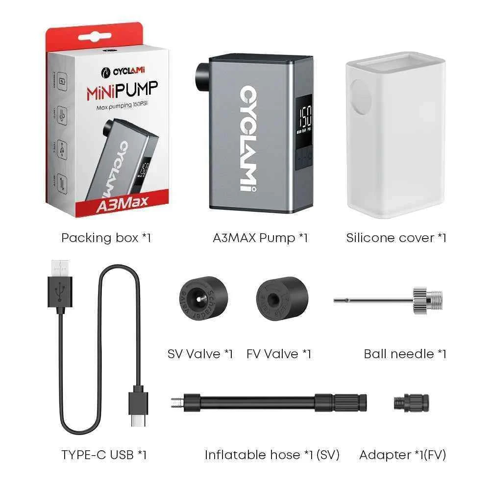 150 PSl Bike Air Electric Pump CYCLAMI A3 MAX Real-time Data Display Portable Pocket Auto MINI Tire Inflator For Bicycle Car