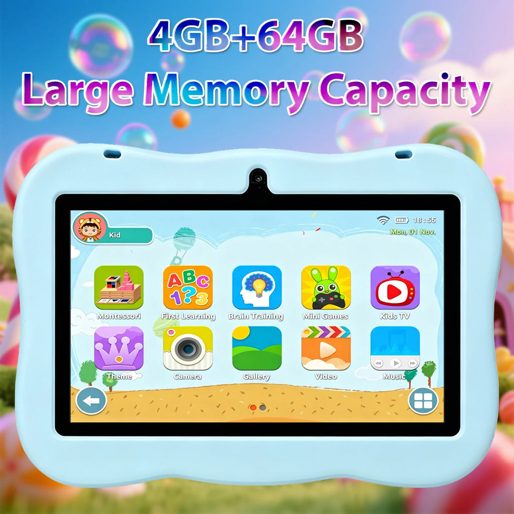 2026 Kids Tablet Android 14 7 Inch Octa Core 4GB RAM 64GB ROM 3500mAh HD Display Tablet Children's Gift