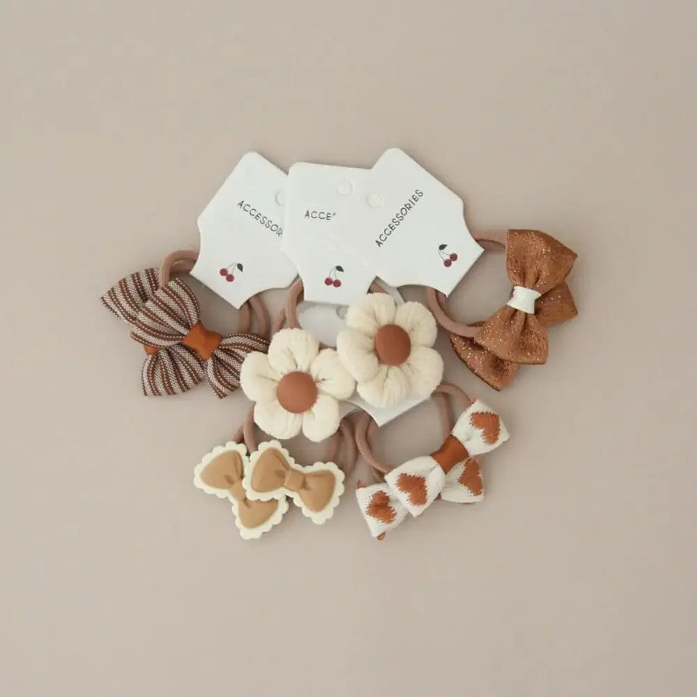 10Pcs Bow-Knot Hair Ties Bowknot Sweet Bows Flower Headdress Elastic Rubber Band Luxury Scrunchies Hair Rope Hair Accessories