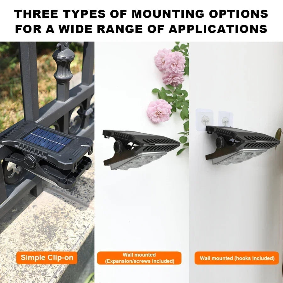KDULIT Solar Garden Lights Outdoor Solar Clip Light Waterproof Motion Sensor Camping Lamp Fence Street Landscape Wall Decoration
