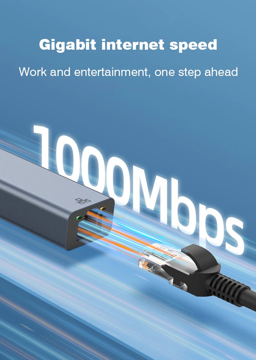 UGOURD 100Mbps 1000Mbps USB C Ethernet Adapter with Charge 100W USB3.0 2.5 Gigabit Network Card USB to RJ45 Lan Cable Converter