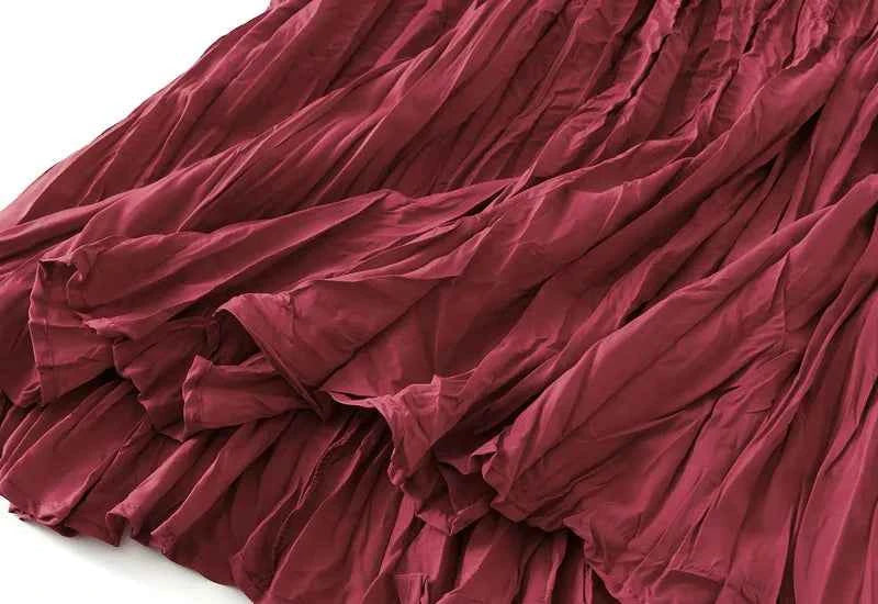 Light Luxury Irregular Slimming Pleated  A-line Skirt for Women High Waist Solid Color Loose Fashion Skirts Casual  Spring New