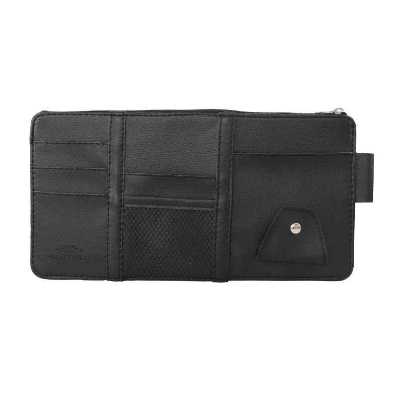 Car Sun Visor Organizer Storage Travel Document Holder With Multi-Pocket PU Leather Cards Receipts Pouch With Zip